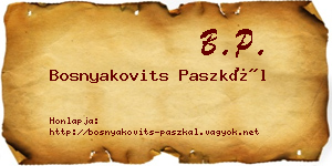 Bosnyakovits Paszkál névjegykártya